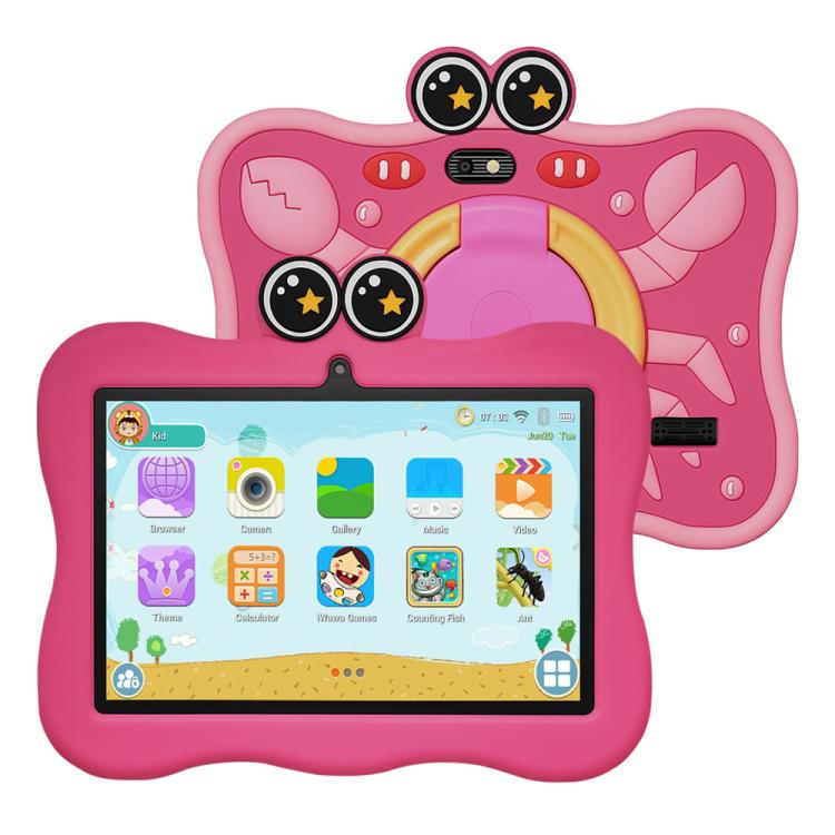 Máy tính bảng trẻ em WiFi 7 inch BDF với vỏ silicone hình cua, 2GB+32GB, Android 8.1 MTK6735 CPU lõi tứ, phích cắm Mỹ, 4GB+64GB