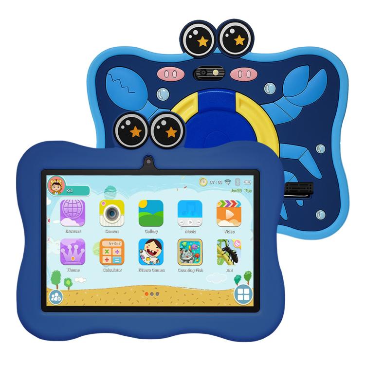 Máy tính bảng trẻ em WiFi 7 inch BDF với vỏ silicone hình cua, 2GB+32GB, Android 8.1 MTK6735 CPU lõi tứ, phích cắm Mỹ, 4GB+64GB