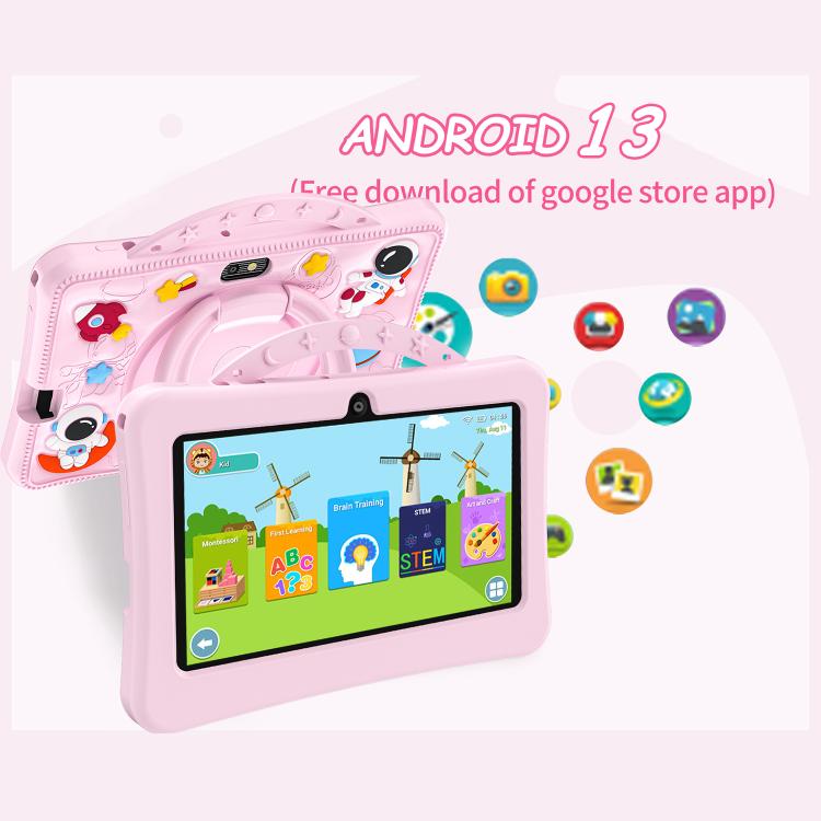 Máy tính bảng trẻ em WiFi 7 inch BDF với vỏ silicone phi hành gia di động, 1GB+16GB, Android 8.1 MTK6735 CPU lõi tứ, phích cắm Mỹ, 3GB+32GB