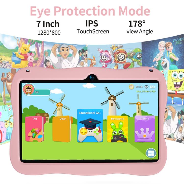 Máy tính bảng trẻ em WiFi 7 inch BDF với vỏ silicone phi hành gia, 1GB+16GB, Android 8.1 MTK6735 CPU lõi tứ, phích cắm Mỹ, 3GB+32GB