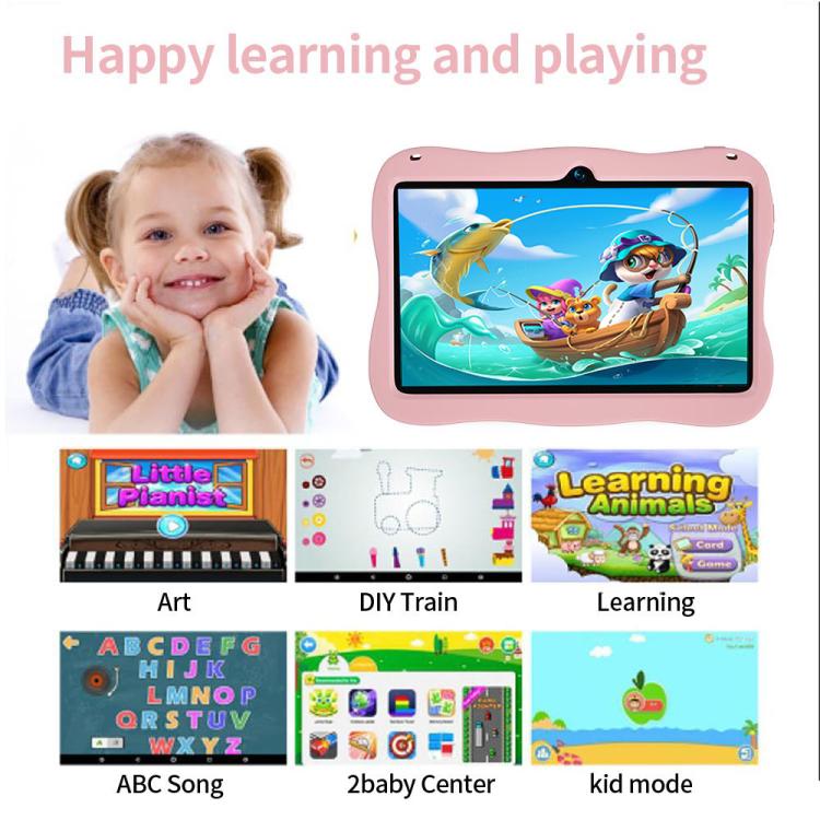 Máy tính bảng trẻ em WiFi 7 inch BDF với vỏ silicone phi hành gia, 2GB+32GB, Android 8.1 MTK6735 CPU lõi tứ, phích cắm Mỹ, 4GB+64GB
