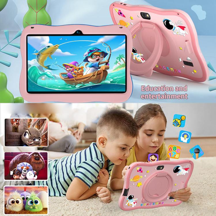 Máy tính bảng trẻ em WiFi 7 inch BDF với vỏ silicone phi hành gia, 2GB+32GB, Android 8.1 MTK6735 CPU lõi tứ, phích cắm Mỹ, 4GB+64GB