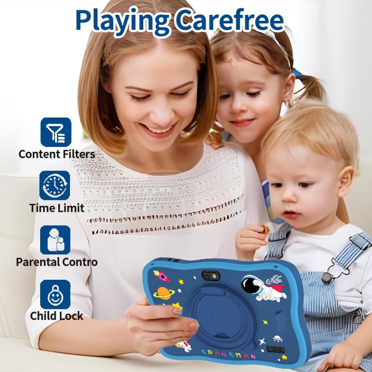 Máy tính bảng trẻ em WiFi 7 inch BDF với vỏ silicone phi hành gia, 2GB+32GB, Android 8.1 MTK6735 CPU lõi tứ, phích cắm Mỹ, 4GB+64GB
