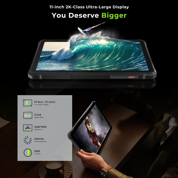 Máy tính bảng bền HOTWAV Tab R9 Pro IP68/IP69K, 6GB+256GB, 11 inch Android 14 Unisoc T606 tám nhân mạng 4G, Phiên bản toàn cầu có Google Play, phích cắm EU, Tab R9 Pro