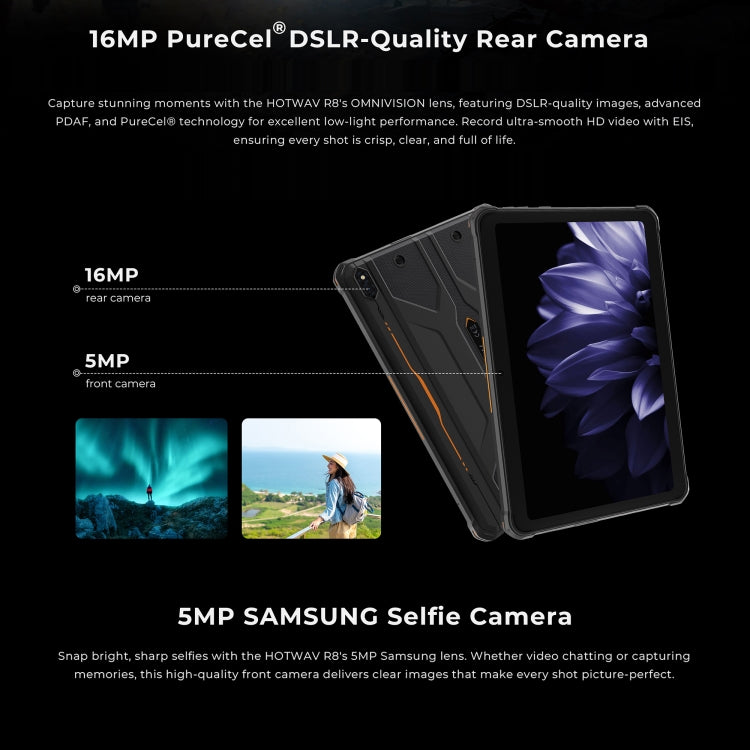 Máy tính bảng HOTWAV Tab R8 IP68/IP69K bền bỉ, 4GB+128GB, màn hình 10.1 inch Android 14 Unisoc T606 Octa Core mạng 4G, Phiên bản toàn cầu với Google Play, phích cắm EU, Tab R8