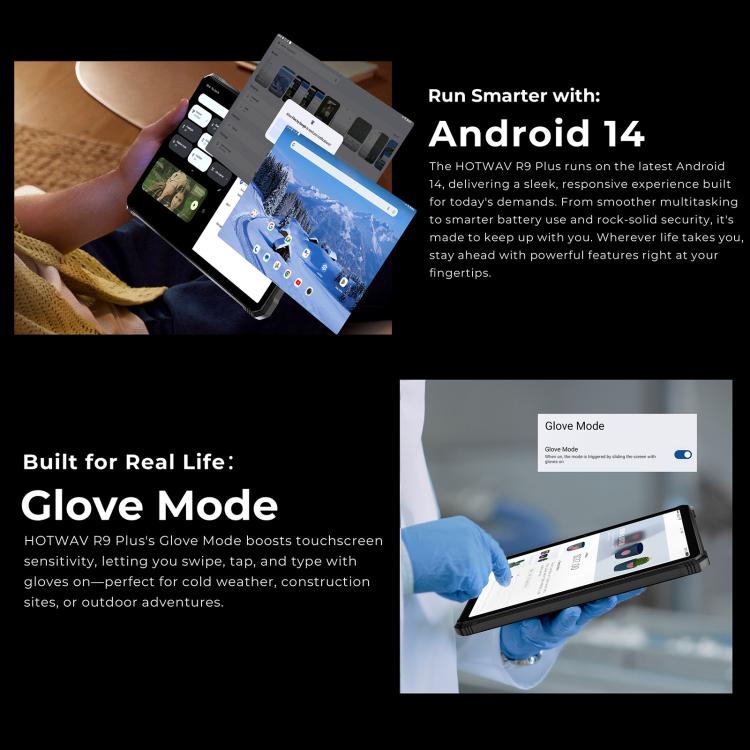 Máy tính bảng bền HOTWAV Tab R9 Plus IP68/IP69K, 8GB+512GB, 11 inch Android 14 Unisoc T7280 Octa Core 4G, Phiên bản toàn cầu với Google Play, phích cắm EU, Tab R9 Plus
