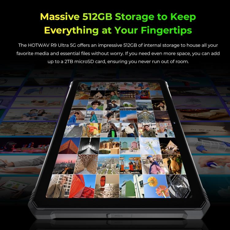 Máy tính bảng bền HOTWAV Tab R9 Ultra IP68/IP69K, 8GB+512GB, 11 inch Android 15 Unisoc T8200 Octa Core 5G, Phiên bản toàn cầu với Google Play, phích cắm EU, Tab R9 Ultra