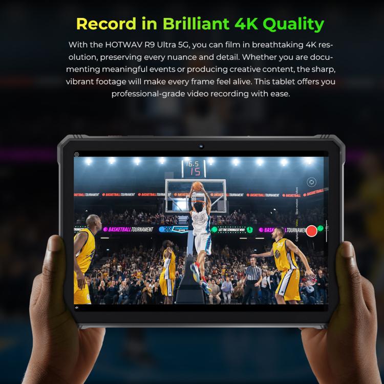 Máy tính bảng bền HOTWAV Tab R9 Ultra IP68/IP69K, 8GB+512GB, 11 inch Android 15 Unisoc T8200 Octa Core 5G, Phiên bản toàn cầu với Google Play, phích cắm EU, Tab R9 Ultra
