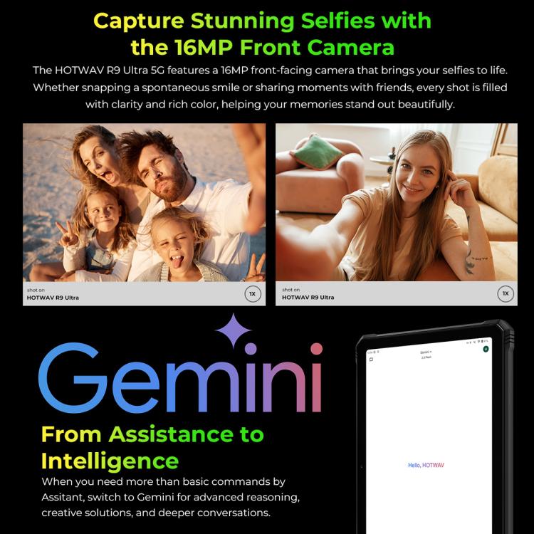Máy tính bảng bền HOTWAV Tab R9 Ultra IP68/IP69K, 8GB+512GB, 11 inch Android 15 Unisoc T8200 Octa Core 5G, Phiên bản toàn cầu với Google Play, phích cắm EU, Tab R9 Ultra