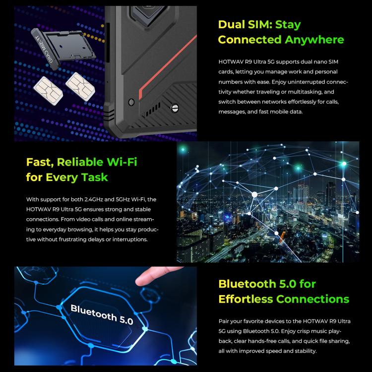 Máy tính bảng bền HOTWAV Tab R9 Ultra IP68/IP69K, 8GB+512GB, 11 inch Android 15 Unisoc T8200 Octa Core 5G, Phiên bản toàn cầu với Google Play, phích cắm EU, Tab R9 Ultra
