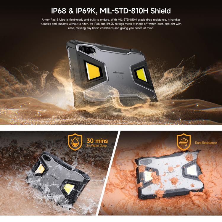 Máy tính bảng bền Ulefone Armor Pad 5 Ultra, 12GB+512GB, 11 inch Android 15 MediaTek Dimensity 7400X Octa Core 5G, phích cắm EU, Armor Pad 5 Ultra
