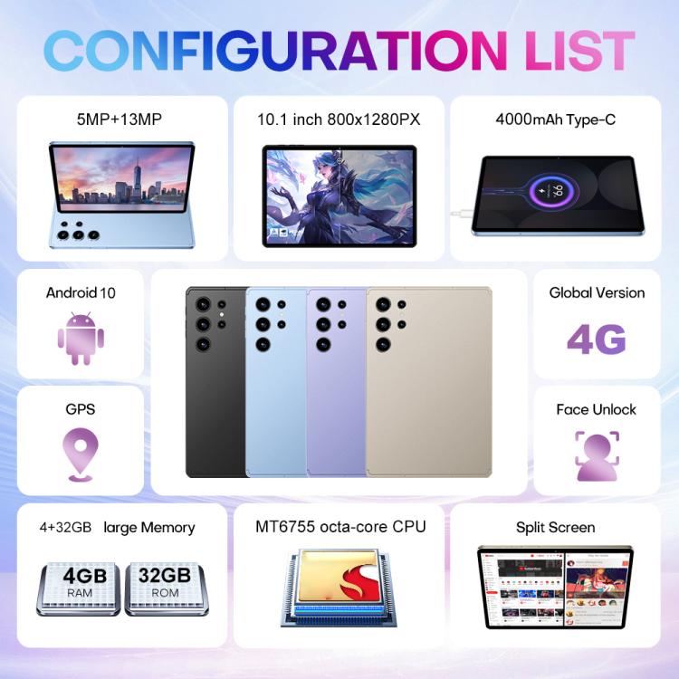 Bộ combo máy tính bảng Pad 9 Pro 10.1 inch 4G LTE, 4GB+32GB, Android 10 MT6755 Octa Core, kèm bàn phím / chuột / bao da, Phích cắm EU, Phích cắm EU