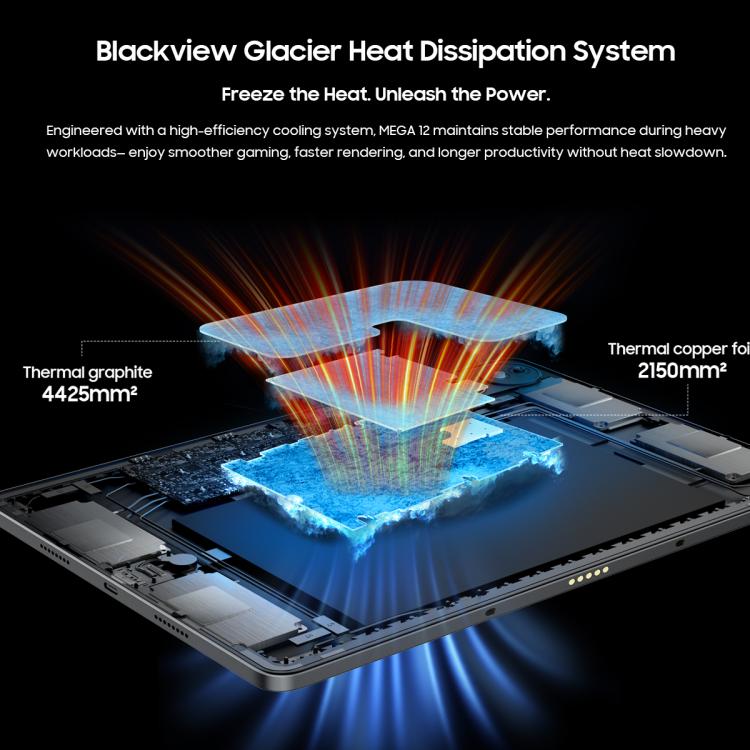 Máy tính bảng Blackview MEGA 12, 12GB+256GB, 12.2 inch Android 16 MediaTek Dimensity 7200 Octa Core, Mạng: 5G, Phiên bản toàn cầu có Google Play