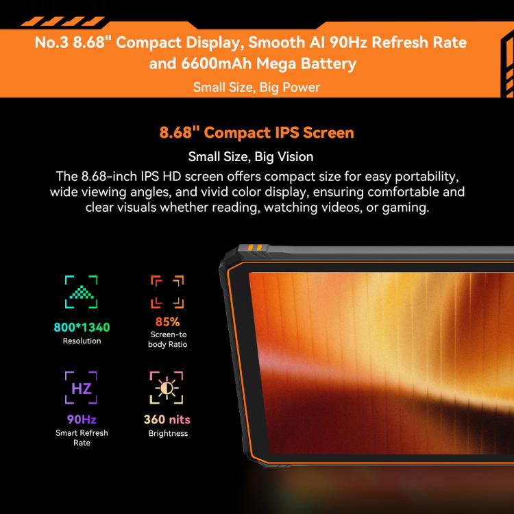 Máy tính bảng bền bỉ Blackview Active 5 4G, 8GB+128GB, 8.68 inch Android 14 Unisoc UMS9230E T615 tám nhân, phiên bản toàn cầu có Google Play, Active 5