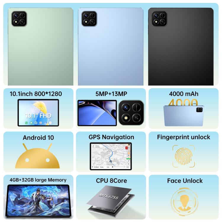 Máy tính bảng Pad 7 Pro 10.1 inch 4G LTE, 4GB+32GB, Android 10 MTK6755 Octa Core, phích cắm AU, phích cắm AU