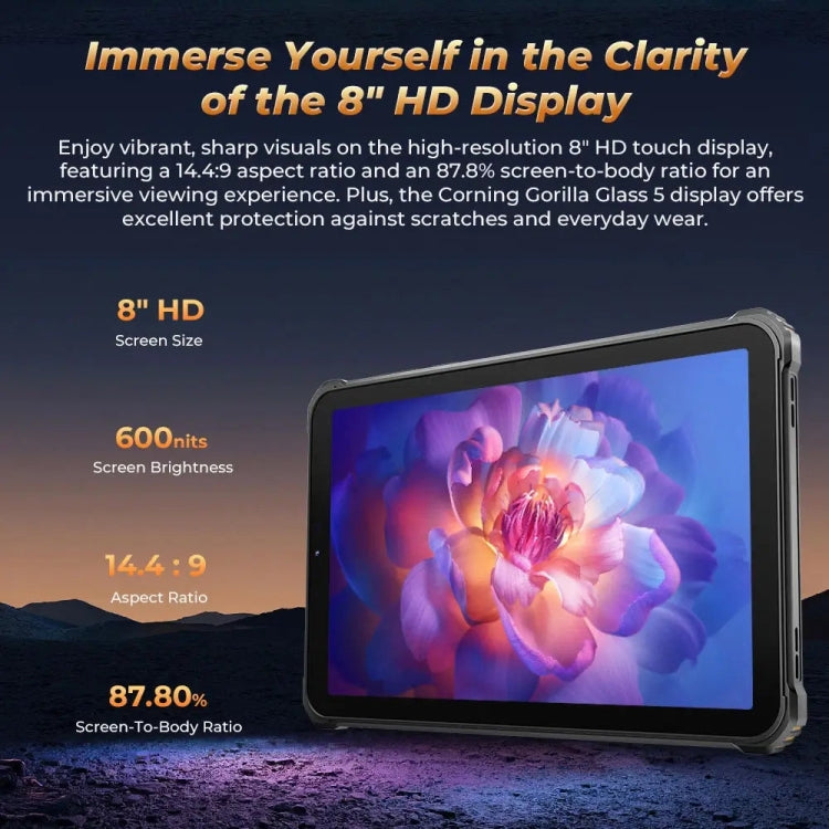 Máy tính bảng bền OUKITEL RT3 Pro mạng 4G IP68/IP69K, 4GB+128GB, 8.0 inch Android 14 MediaTek G81 tám nhân, hỗ trợ SIM kép, phích cắm EU, RT3 Pro 4GB+128GB