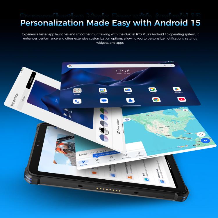 Máy tính bảng bền bỉ OUKITEL RT3 Plus mạng 4G IP68/IP69K, 4GB+128GB, màn hình 8.0 inch Android 15 MediaTek G81 tám nhân, hỗ trợ 2 SIM, cắm EU, RT3 Plus 4GB+128GB