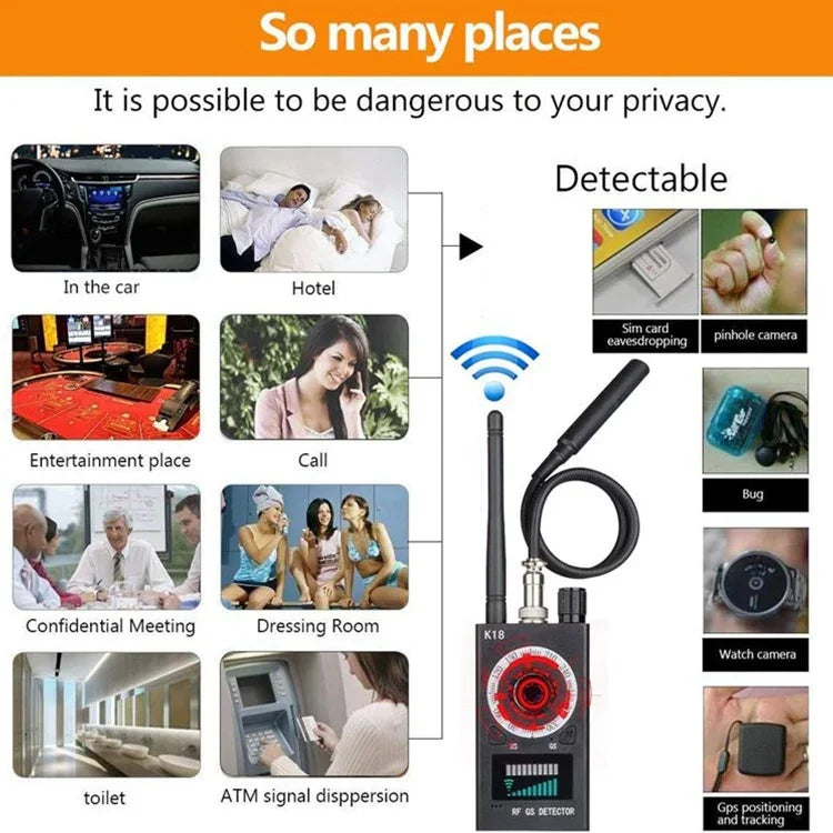 K18 Máy phát hiện GPS không dây chống quay lén, Máy phát hiện tín hiệu không dây K18