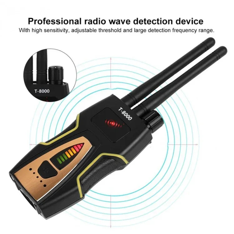 Máy phát hiện tín hiệu RF T-8000 Máy tìm âm GSM Máy quét GPS, T-8000 Bạc