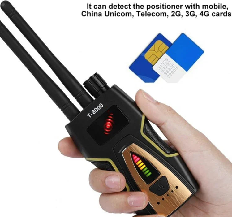 Máy phát hiện tín hiệu RF T-8000 Máy tìm âm GSM Máy quét GPS, T-8000 Bạc