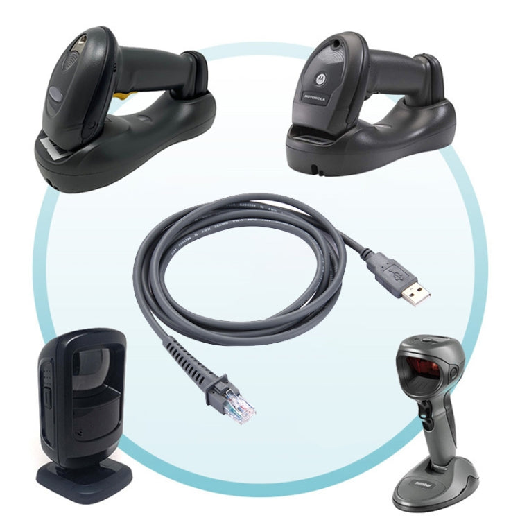 Cáp dữ liệu nối tiếp USB A đực sang RJ45 dài 2m cho máy quét Symbol LS2208 / 2208AP / LS4278, USB A đực sang RJ45