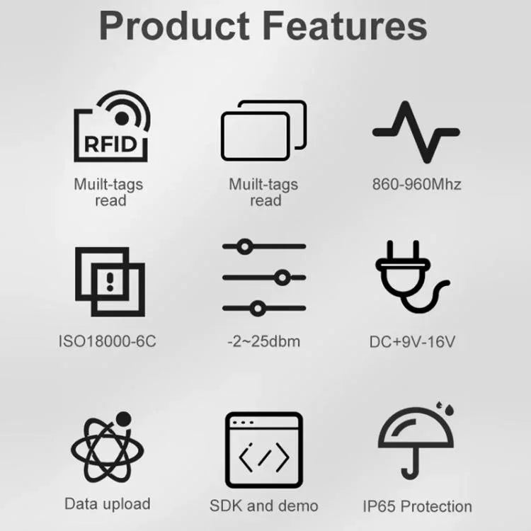 Đầu đọc / Ghi RFID Nhận dạng Thẻ Điện tử UHF ăng-ten tích hợp 7dbi, Kiểu: Cổng ảo USB, Cổng ảo USB