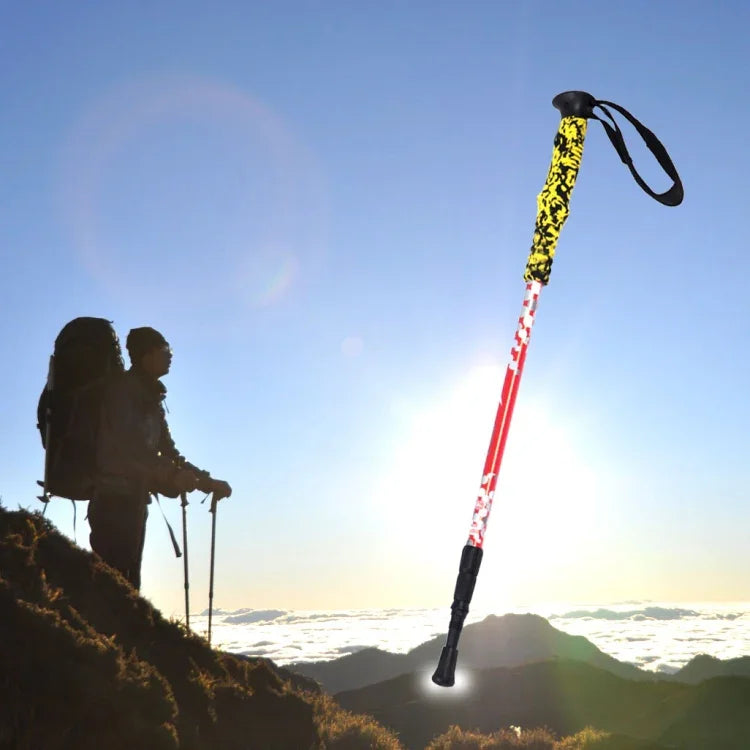 Gậy trekking nhôm ngoài trời điều chỉnh chiều cao 135cm, màu đỏ #135cm, màu xanh lá #135cm