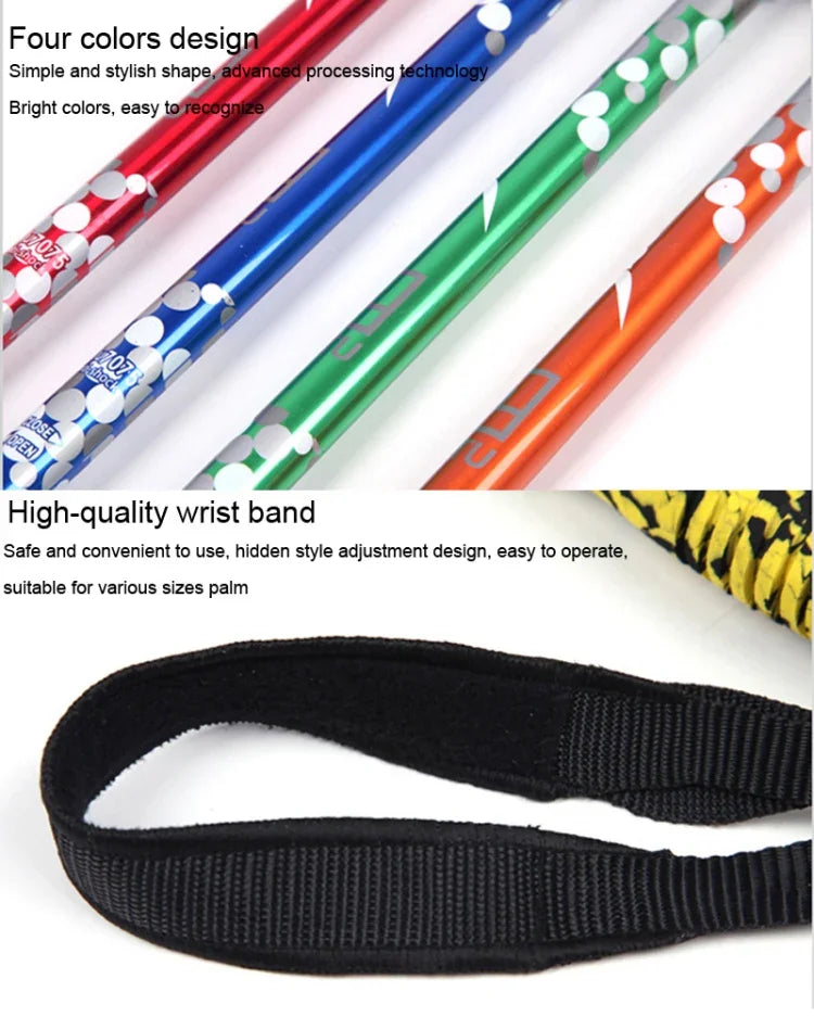 Gậy trekking nhôm ngoài trời điều chỉnh chiều cao 135cm, màu đỏ #135cm, màu xanh lá #135cm