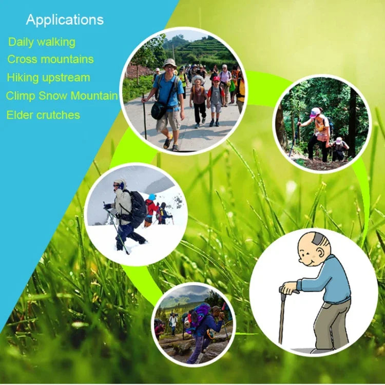Gậy trekking nhôm ngoài trời điều chỉnh chiều cao 135cm, màu đỏ #135cm, màu xanh lá #135cm