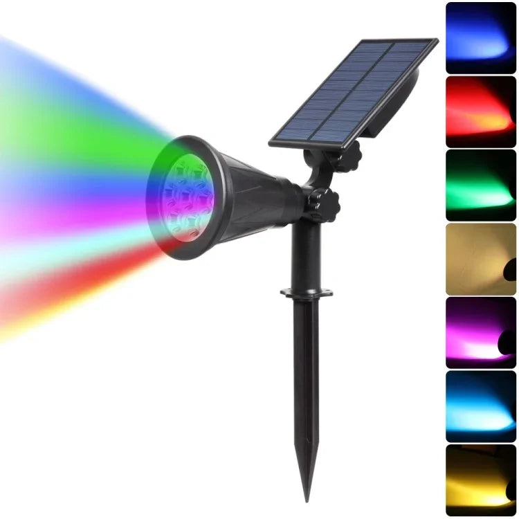 Đèn năng lượng mặt trời 2 trong 1 chống nước 4 đèn LED, đèn chiếu điểm năng lượng mặt trời có thể điều chỉnh, đèn tường, đèn cảnh quan, đèn an ninh
