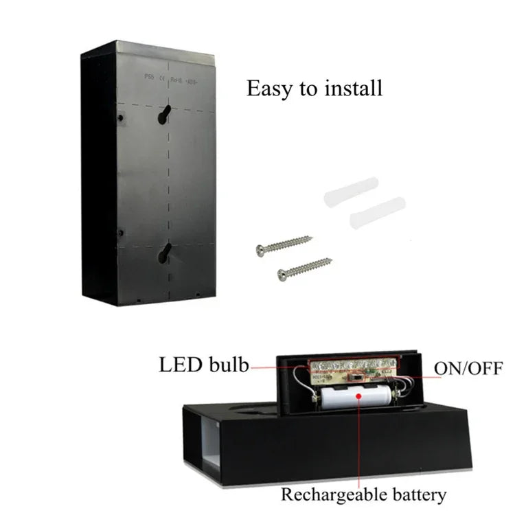 Đèn gắn tường năng lượng mặt trời 0.36W, 6 đèn LED, đèn biển số nhà, đèn hiên có tấm pin năng lượng mặt trời