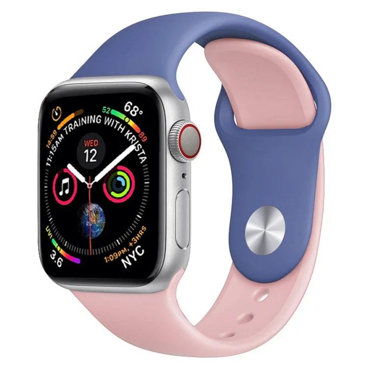 Dây Đeo Đồng Hồ Silicone Hai Màu cho Apple Watch Series 3 & 2 & 1 42mm (Xanh Nhạt + Hồng Nhạt)