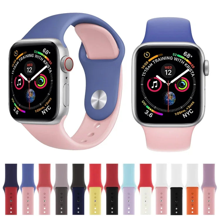 Dây Đeo Đồng Hồ Silicone Hai Màu cho Apple Watch Series 3 & 2 & 1 42mm (Xanh Nhạt + Hồng Nhạt)