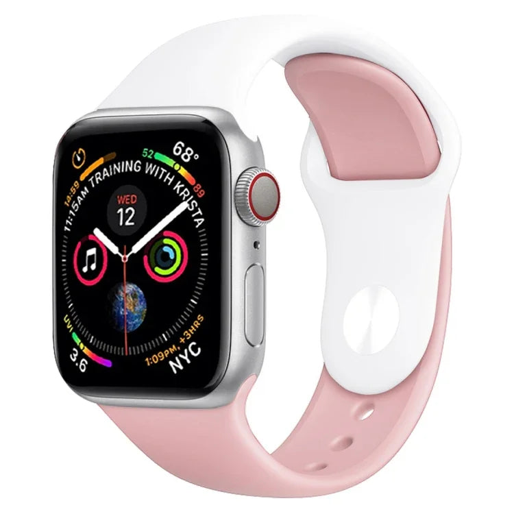 Dây đồng hồ silicone hai màu cho Apple Watch Series 3 & 2 & 1 38mm (Trắng + Đỏ)