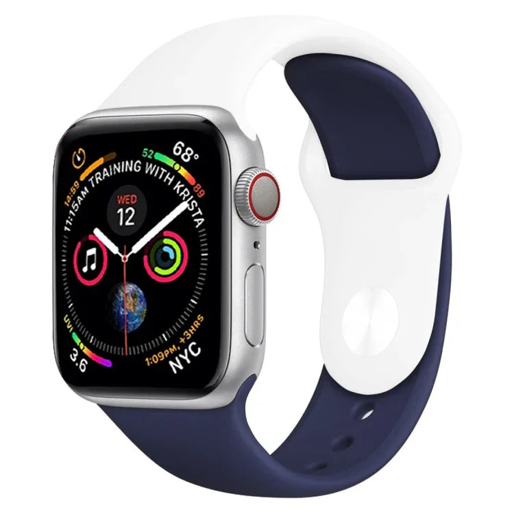 Dây đồng hồ silicone hai màu cho Apple Watch Series 3 & 2 & 1 38mm (Trắng + Đỏ)
