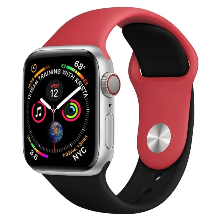 Dây đồng hồ silicone hai màu cho Apple Watch Series 3 & 2 & 1 38mm (Trắng + Đỏ)