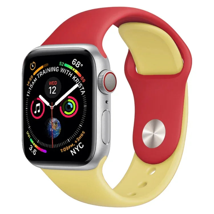 Dây đồng hồ silicone hai màu cho Apple Watch Series 3 & 2 & 1 38mm (Trắng + Đỏ)