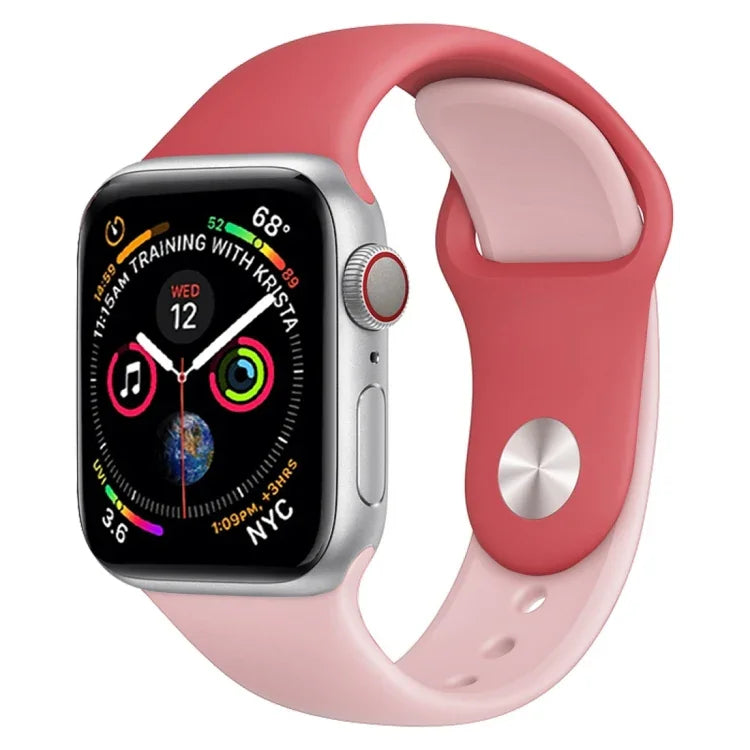 Dây đồng hồ silicone hai màu cho Apple Watch Series 3 & 2 & 1 38mm (Trắng + Đỏ)