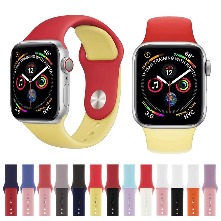 Dây đồng hồ silicone hai màu cho Apple Watch Series 3 & 2 & 1 38mm (Trắng + Đỏ)