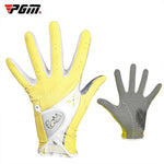 Một đôi găng tay golf chống trượt da PU PGM cho nữ (Màu: Vàng Kích thước: 21), 18, 19, 21, 17, 20