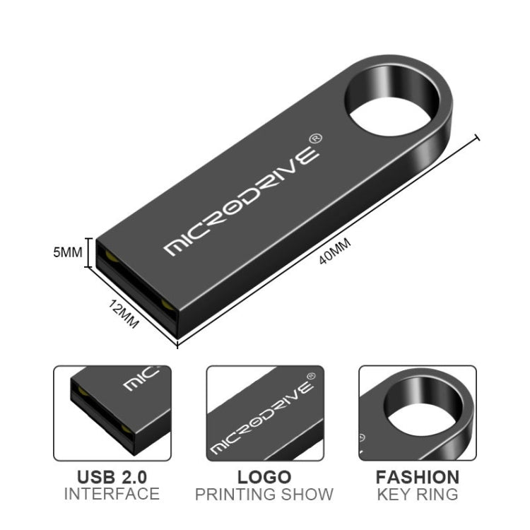 USB kim loại chống nước tốc độ cao MicroDrive 16GB USB 2.0 (màu xám), 16GB
