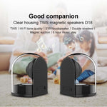 Loa stereo không dây Bluetooth TWS 3D thực sự với từ tính, âm thanh vòm HiFi và thiết kế trong suốt hoàn toàn cho gia đình