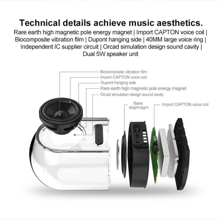 Loa stereo không dây Bluetooth TWS 3D thực sự với từ tính, âm thanh vòm HiFi và thiết kế trong suốt hoàn toàn cho gia đình