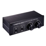 LINEPAUDIO A977 2 In 2 Out Switcher Full-balance Passive Preamp Active Speaker Double Sound Source Volume Controller, A977