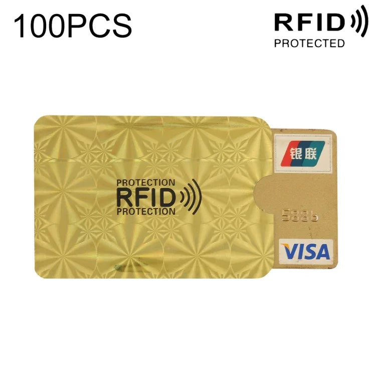 100 chiếc hộp đựng thẻ ngân hàng, thẻ tín dụng chống RFID bằng giấy bạc nhôm, kích thước: 9 x 6.3cm