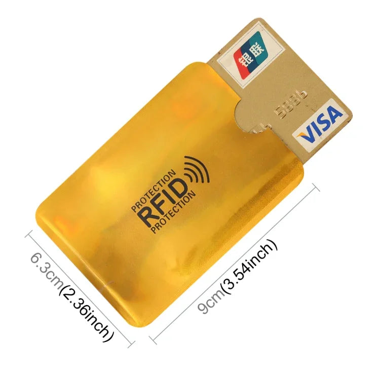 100 chiếc hộp đựng thẻ ngân hàng, thẻ tín dụng chống RFID bằng giấy bạc nhôm, kích thước: 9 x 6.3cm