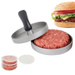 Khuôn làm bánh hamburger bằng hợp kim nhôm đạt chuẩn thực phẩm, phủ chống dính, dùng cho bếp áp suất, kèm 40 tờ giấy silicone hai mặt, tay cầm màu đen 1 cái