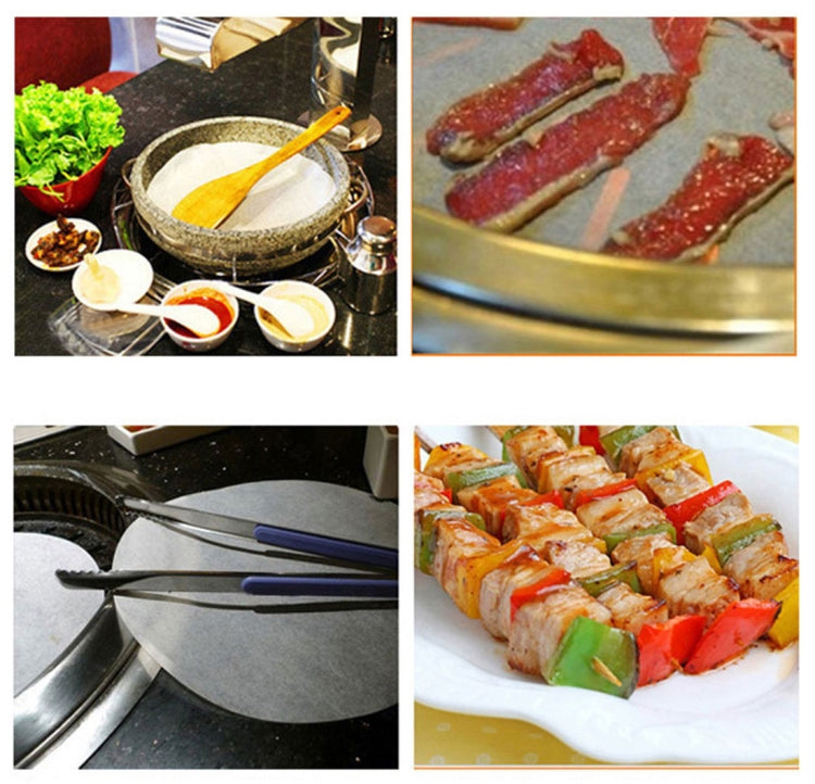 Khuôn làm bánh hamburger bằng hợp kim nhôm đạt chuẩn thực phẩm, phủ chống dính, dùng cho bếp áp suất, kèm 40 tờ giấy silicone hai mặt, tay cầm màu đen 1 cái