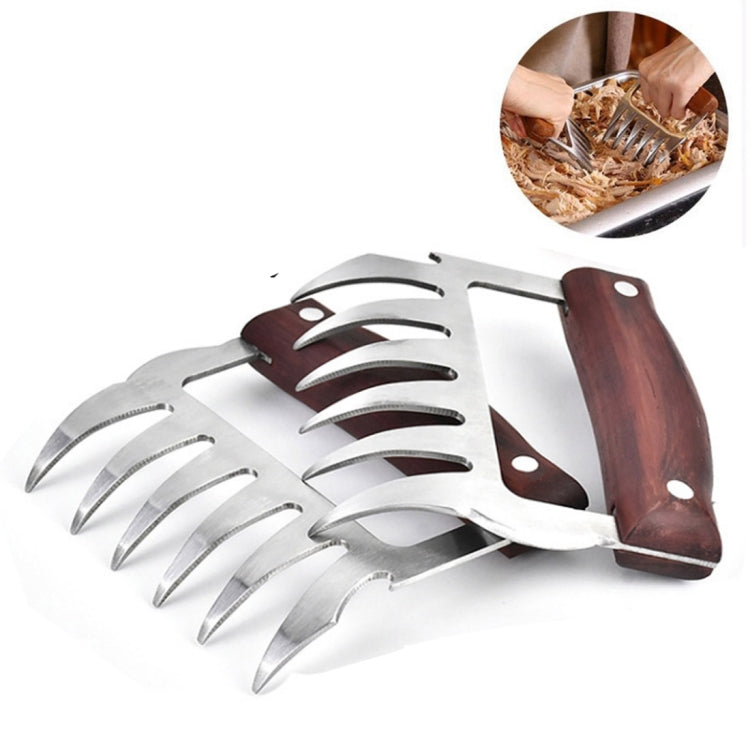 2 cái nĩa nướng hình móng gấu bằng thép không gỉ, cán gỗ chống trượt, nĩa móng vuốt sáng tạo cho nhà bếp, dụng cụ xé thịt, nĩa móng vuốt xé thịt (gỗ đỏ), nĩa móng vuốt xé thịt (màu gỗ)