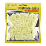 Bộ 50 con mồi giả giun bánh mì mô phỏng 20mm HENGJIA SO106, mồi mềm hình lưỡi liềm cho cá cưỡi ngựa